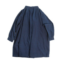 Load image into Gallery viewer, ANTIQUE FRENCH INDIGO COTTON LINEN SMOCK (UNISEX)