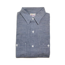 Load image into Gallery viewer, NOS 1950's ~ "TROUT MAN" WORK BLUE CHAMBRAY SHIRT (14 HALF)