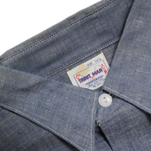 Load image into Gallery viewer, NOS 1950's ~ "TROUT MAN" WORK BLUE CHAMBRAY SHIRT (14 HALF)