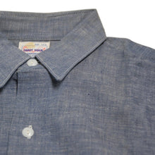 Load image into Gallery viewer, NOS 1950's ~ "TROUT MAN" WORK BLUE CHAMBRAY SHIRT (14 HALF)