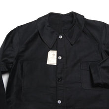 Load image into Gallery viewer, NOS ~ 1940's FRENCH BLACK MOLESKIN WORK JACKET (MEDIUM)