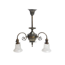 画像をギャラリービューアに読み込む, ANTIQUE BRASS 3 ARM CEILING LAMP WITH 3 SHADES