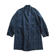 Load image into Gallery viewer, ANTIQUE FRENCH INDIGO LINEN WORK COAT (UNISEX)