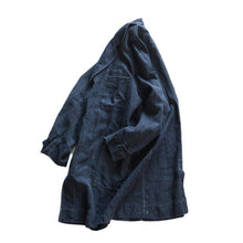Load image into Gallery viewer, ANTIQUE FRENCH INDIGO LINEN WORK COAT (UNISEX)