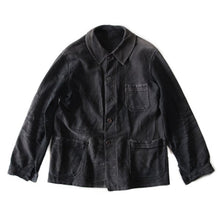 Load image into Gallery viewer, 1940's FADED BLACK MOLESKIN FRENCH WORK JACKET (MEDIUM)