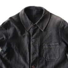 Load image into Gallery viewer, 1940's FADED BLACK MOLESKIN FRENCH WORK JACKET (MEDIUM)