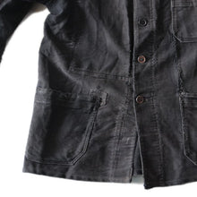 Load image into Gallery viewer, 1940's FADED BLACK MOLESKIN FRENCH WORK JACKET (MEDIUM)