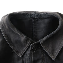 Load image into Gallery viewer, 1940's FADED BLACK MOLESKIN FRENCH WORK JACKET (MEDIUM)