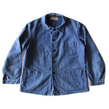 Load image into Gallery viewer, "LE MONT SAINT MARTIN" BLUE MOLESKIN WORK JACKET (LARGE)