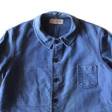 Load image into Gallery viewer, "LE MONT SAINT MARTIN" BLUE MOLESKIN WORK JACKET (LARGE)