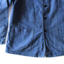 Load image into Gallery viewer, "LE MONT SAINT MARTIN" BLUE MOLESKIN WORK JACKET (LARGE)