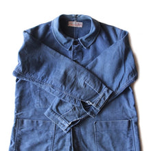 Load image into Gallery viewer, "LE MONT SAINT MARTIN" BLUE MOLESKIN WORK JACKET (LARGE)