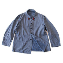 Load image into Gallery viewer, ~ 1950's FRENCH NAVY STRIPE COTTON JACKET (MEDIUM)
