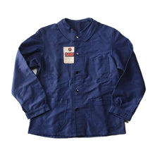 Load image into Gallery viewer, NOS 1940's "LE DIABLE ROUGE" BLUE MOLESKIN JACKET (MEDIUM)