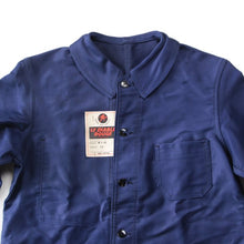 Load image into Gallery viewer, NOS 1940's "LE DIABLE ROUGE" BLUE MOLESKIN JACKET (MEDIUM)