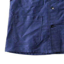 Load image into Gallery viewer, NOS 1940's "LE DIABLE ROUGE" BLUE MOLESKIN JACKET (MEDIUM)