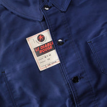 Load image into Gallery viewer, NOS 1940's "LE DIABLE ROUGE" BLUE MOLESKIN JACKET (MEDIUM)