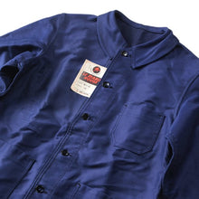 Load image into Gallery viewer, NOS 1940's "LE DIABLE ROUGE" BLUE MOLESKIN JACKET (MEDIUM)