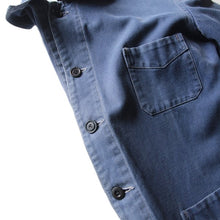 Load image into Gallery viewer, 1940's FRENCH COTTON TWILL FADED WORK JAKET WITH V-POCKET (MEDIUM)