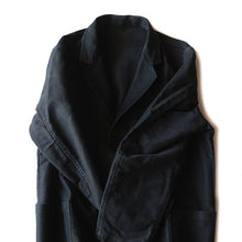 画像をギャラリービューアに読み込む, 1940's FRENCH BLACK MOLESKIN BACKSTRAP WORK JACKET (LARGE) MINT CONDITION