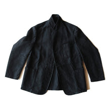 画像をギャラリービューアに読み込む, 1940's FRENCH BLACK MOLESKIN BACKSTRAP WORK JACKET (LARGE) MINT CONDITION