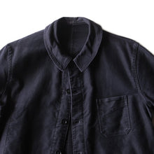 Load image into Gallery viewer, 1950's FRENCH V-POCKET BLACK MOLESKIN WORK JACKET (LARGE) MINT CONDITION