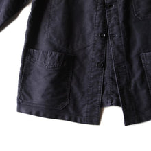 Load image into Gallery viewer, 1950's FRENCH V-POCKET BLACK MOLESKIN WORK JACKET (LARGE) MINT CONDITION