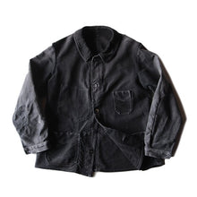画像をギャラリービューアに読み込む, 1930's〜 "LE ST PIERRE" BLACK MOLESKIN JACKET WITH EXTRA SMALL V-POCKET (MEDIUM)