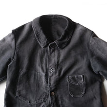 画像をギャラリービューアに読み込む, 1930's〜 "LE ST PIERRE" BLACK MOLESKIN JACKET WITH EXTRA SMALL V-POCKET (MEDIUM)