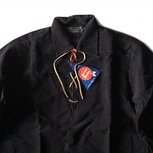 Load image into Gallery viewer, NOS 1960's "SEARS" BLACK VELOUE LACE UP PULLOVER (SMALL)