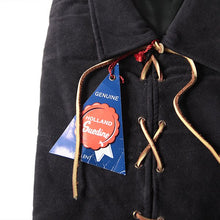 Load image into Gallery viewer, NOS 1960's "SEARS" BLACK VELOUE LACE UP PULLOVER (SMALL)