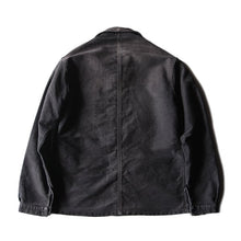 Load image into Gallery viewer, 1940's ~ "LE MONT ST MICHEL" BLACK MOLESKIN WORK JACKET WITH DIAMOND POCKET (MEDUM)