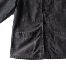 Load image into Gallery viewer, 1940's ~ "LE MONT ST MICHEL" BLACK MOLESKIN WORK JACKET WITH DIAMOND POCKET (MEDUM)
