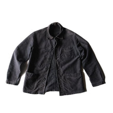 Load image into Gallery viewer, 1940's ~ "LE MONT ST MICHEL" BLACK MOLESKIN WORK JACKET WITH DIAMOND POCKET (MEDUM)