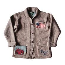 画像をギャラリービューアに読み込む, 1990's "POLO COUNTRY" AMERICAN FLAG WOOL CARDIGAN (UNISEX) MINT CONDITION