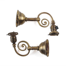 画像をギャラリービューアに読み込む, ANTIQUE "CURLY-Q"  BRASS WALL LAMP