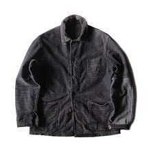 Load image into Gallery viewer, ~ 1950's FRENCH BLACK MOLESKIN WORK JACKET (MEDIUM)