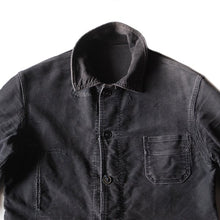 Load image into Gallery viewer, ~ 1950's FRENCH BLACK MOLESKIN WORK JACKET (MEDIUM)