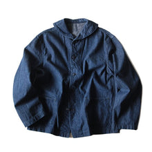 Load image into Gallery viewer, 1940's "USN" SHAWL DENIM JACKET (BIG SIZE ABOUT 46-48) MINT CONDITION