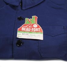 Load image into Gallery viewer, NOS "BEAU FORT" BLUE MOLESKIN WORK JACKET WITH DIAMOND POCCKET (MEDIUM)