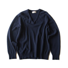 画像をギャラリービューアに読み込む, OLD CASHMERE WOOL V NECK SWEATER (LARGE) MINT CONDITION