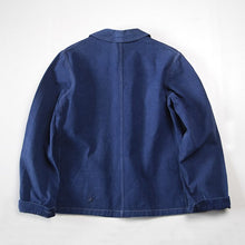 Load image into Gallery viewer, ~ 1940's FRENCH WORK INDIGO LINEN JACKET (MEDIUM)