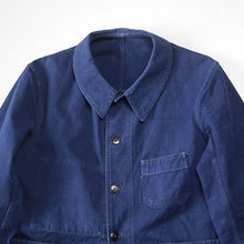 Load image into Gallery viewer, ~ 1940's FRENCH WORK INDIGO LINEN JACKET (MEDIUM)