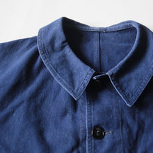 Load image into Gallery viewer, ~ 1940's FRENCH WORK INDIGO LINEN JACKET (MEDIUM)