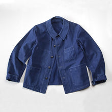Load image into Gallery viewer, ~ 1940's FRENCH WORK INDIGO LINEN JACKET (MEDIUM)