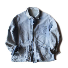 Load image into Gallery viewer, 1950's "LE MONT ST MICHEL" FADED BLUE MOLESKIN JACKET (LARGE)