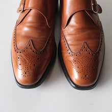 Load image into Gallery viewer, OLD "CROCKETT & JONES" MONK STRAP WING TIP LEATHER SHOES (SIZE 9)