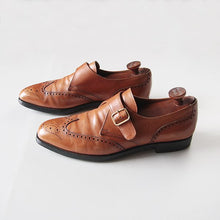 Load image into Gallery viewer, OLD "CROCKETT & JONES" MONK STRAP WING TIP LEATHER SHOES (SIZE 9)