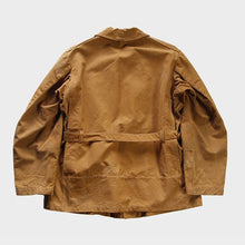 Load image into Gallery viewer, 1950's "LES TOILES DES FLANDRES" BELT STYLE BROWN DUCK HUNTING JACKET (48 MEDIUM)