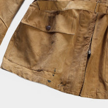 Load image into Gallery viewer, 1950's "LES TOILES DES FLANDRES" BELT STYLE BROWN DUCK HUNTING JACKET (48 MEDIUM)